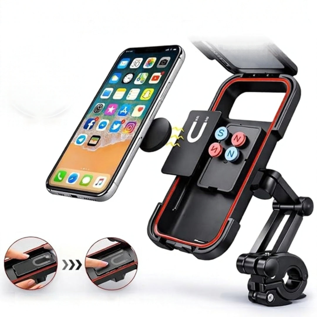 AquaRide 360 Bike Mobile Holder – Waterproof Touch Screen Phone Mount with Aluminum Alloy Handlebar Bracket for Bicycle, Motorcycle, Scooter & E-Bike