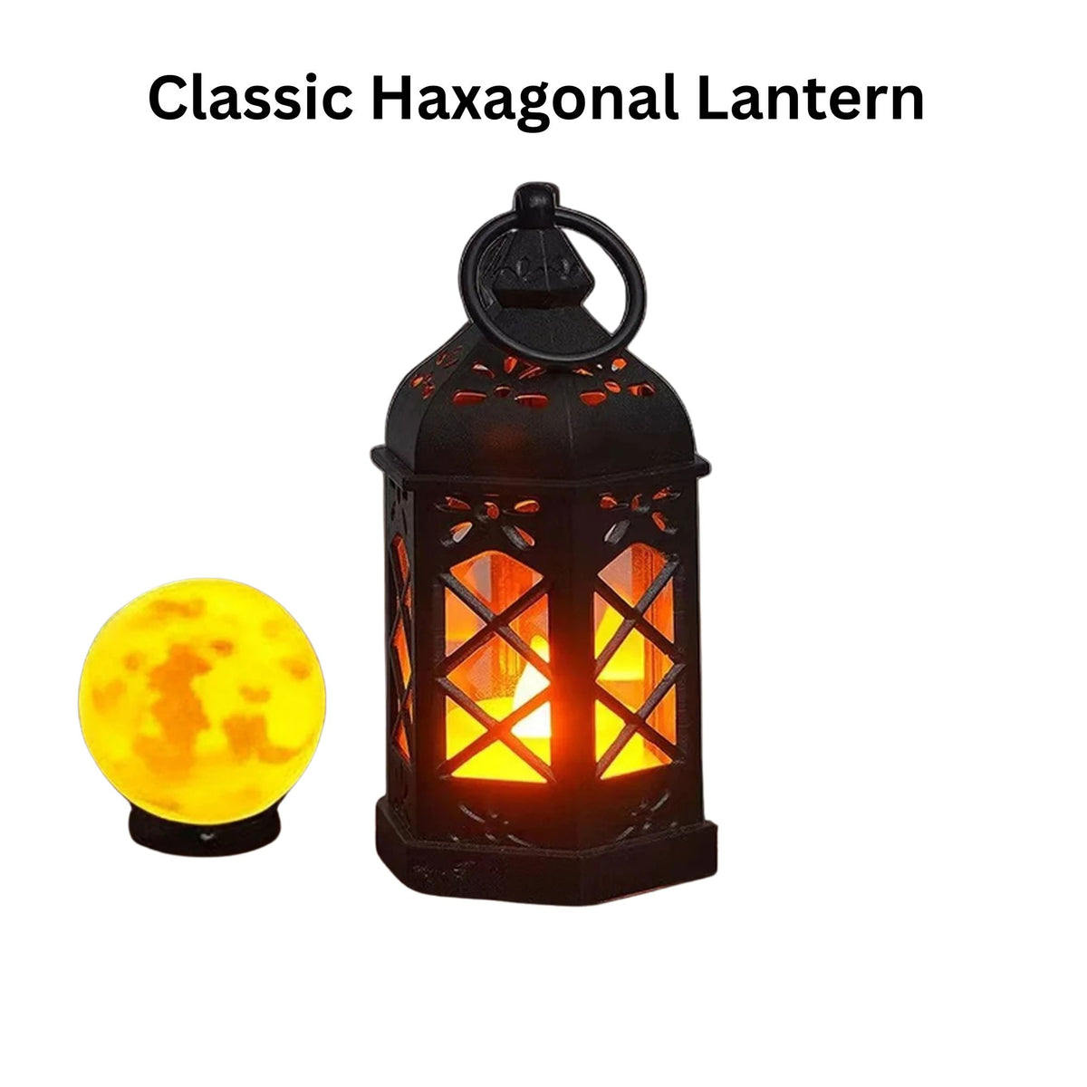 Classic Hexagonal Lantern Candle Light – Decorative LED Lantern for Home, Table, Diwali & Festive Décor