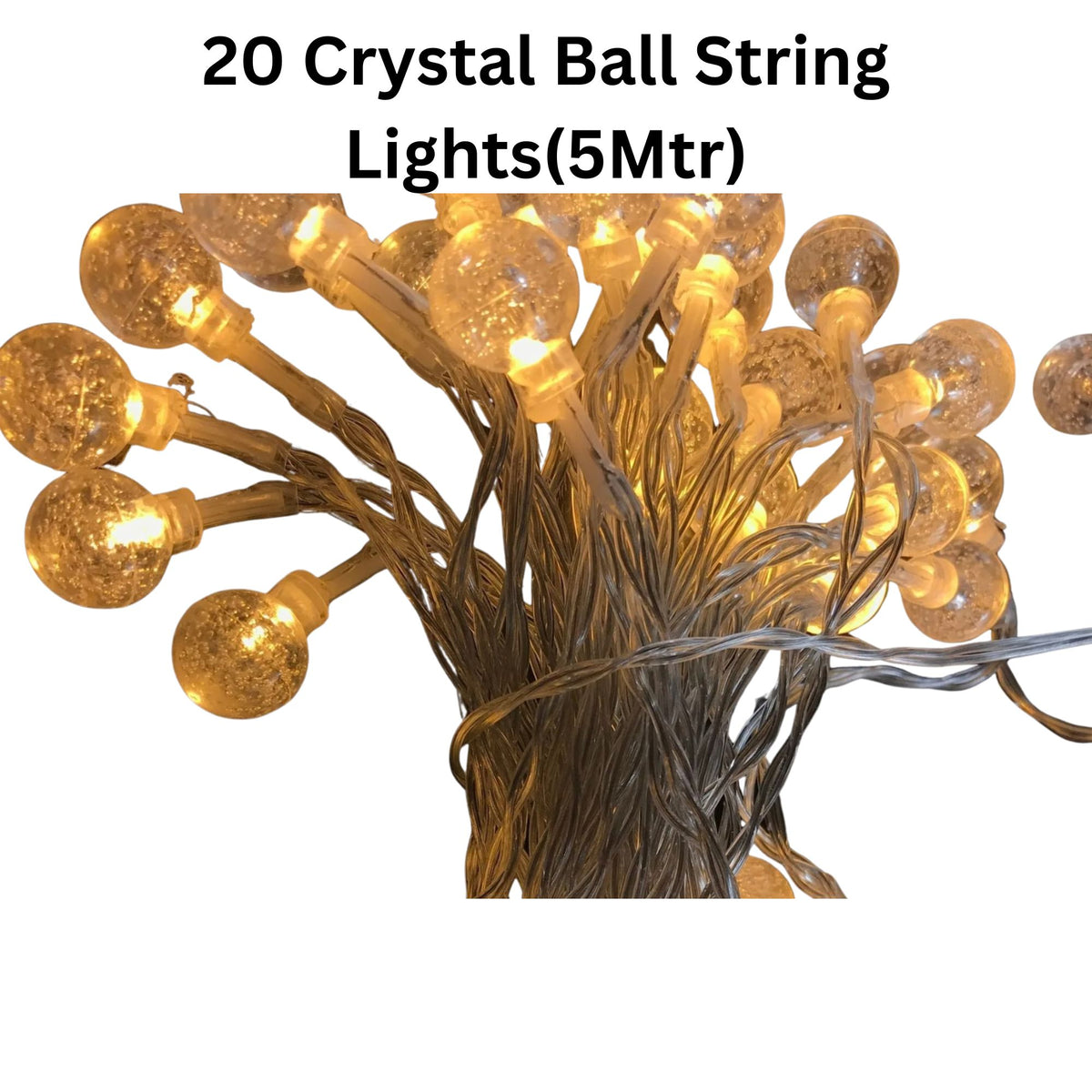 CrystalGlow 20 LED Ball String Lights 5M – Decorative Fairy Lights for Home, Bedroom & Festive Décor