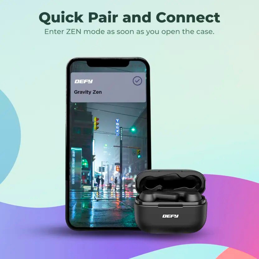 DEFY Gravity Zen True Wireless Earbuds with 4 Mics ENC, Low Latency & Brisk Charging