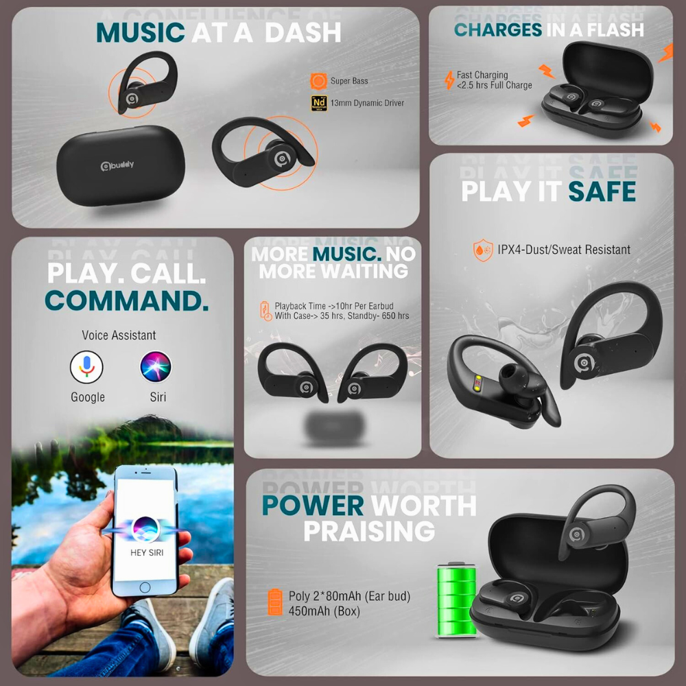 Gionee Buddy Nucleus 9 True Wireless Sport Fit Earbuds with Mic