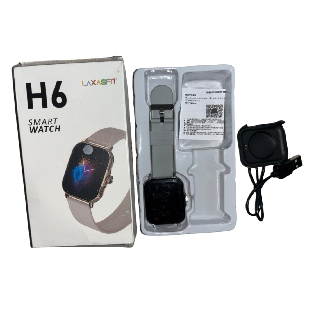 H6 Smart Watch with Grey Strap – Stylish Smartwatch for Men & Women, Modern Everyday Wear | OGDEAL