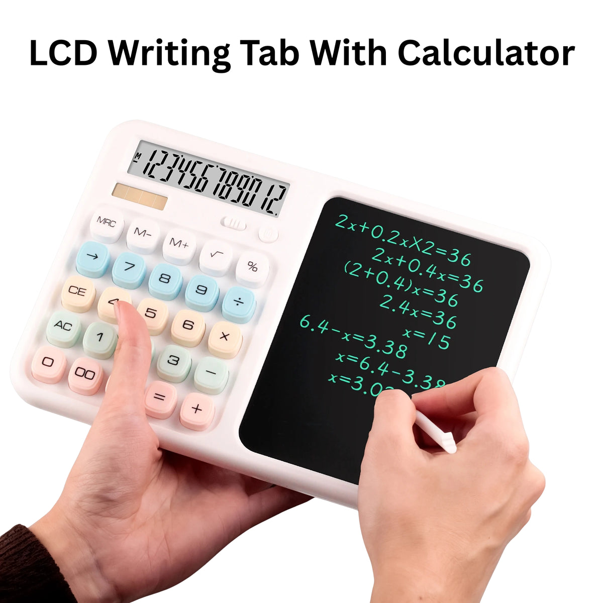 LCD Writing Tablet with Calculator – Reusable Digital Writing Pad & Electronic Calculator for Kids, Study & Office