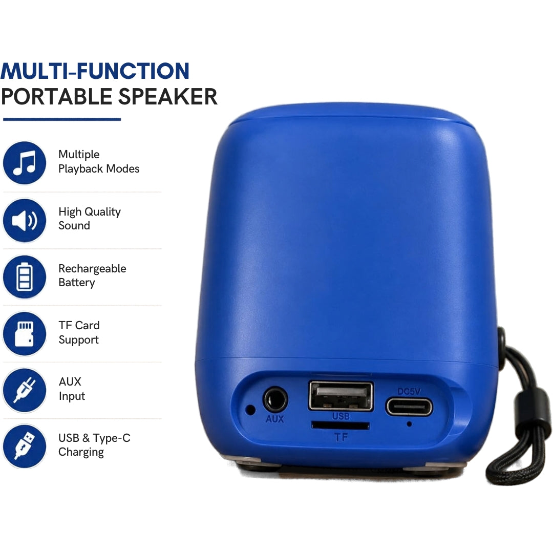 MZ S678 Wireless Bluetooth Speaker 5W with FM Radio, Bluetooth 5.0, USB & TF Card Support, Type-C Charging, Portable Speaker – Blue | OGDEAL