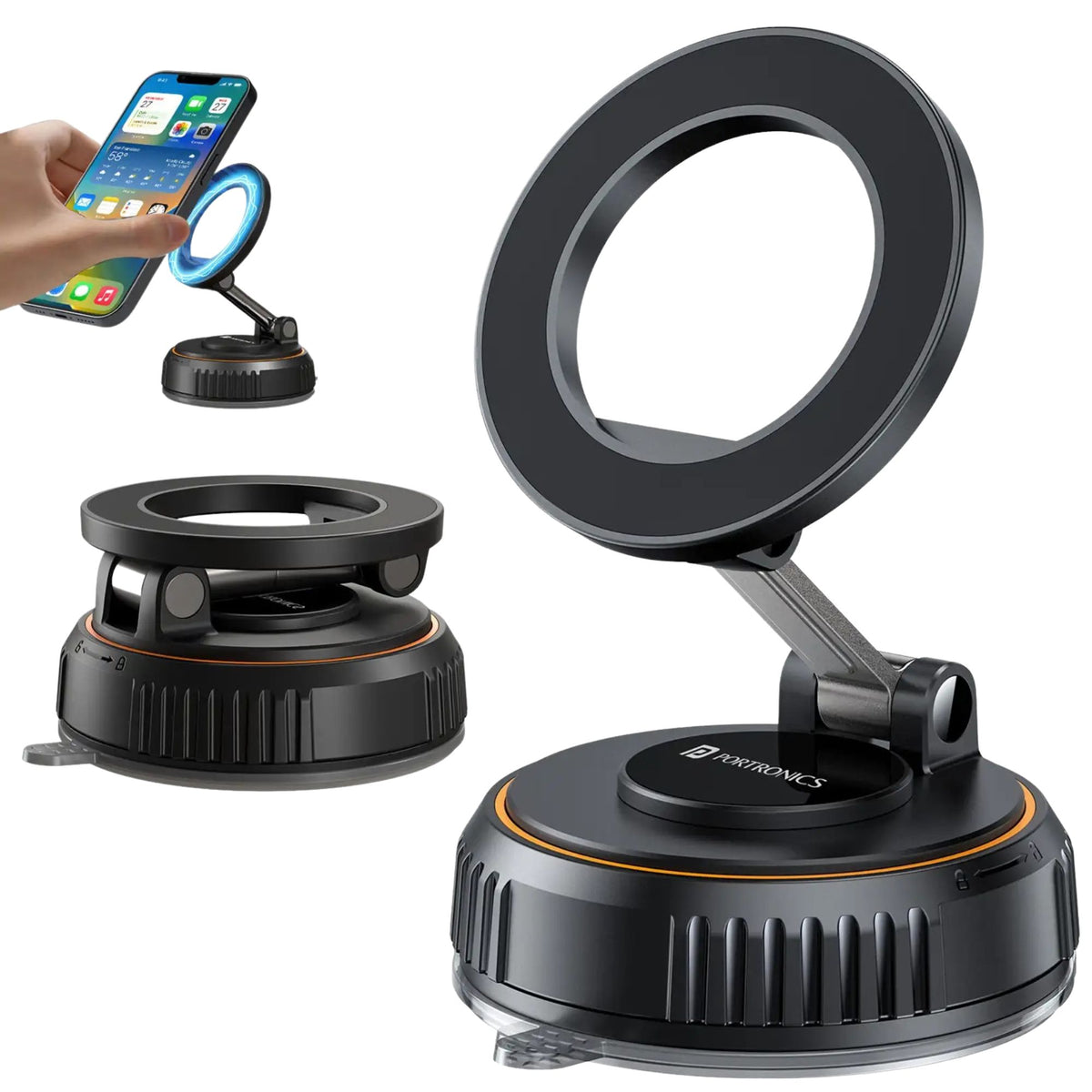 Magnetic Vacuum Suction Mobile Holder – Strong Grip Car & Desk Phone Stand | Adjustable Smartphone Holder
