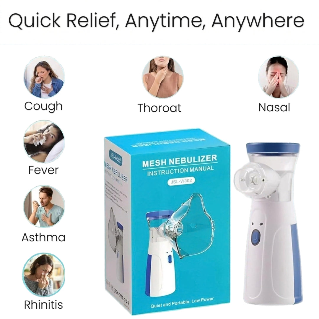 JSL-W302 Mesh Nebulizer – Portable Silent Inhalation Device with Adult & Kids Masks, Compact Design and One-Button Operation | OGDEAL