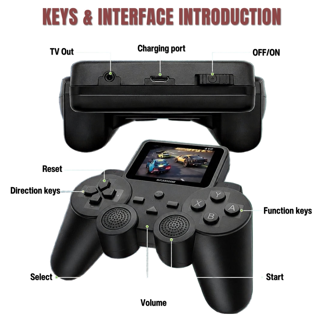 S10 Retro Gamepad Console – Portable Handheld Video Game Player with Built-in Screen & Controller