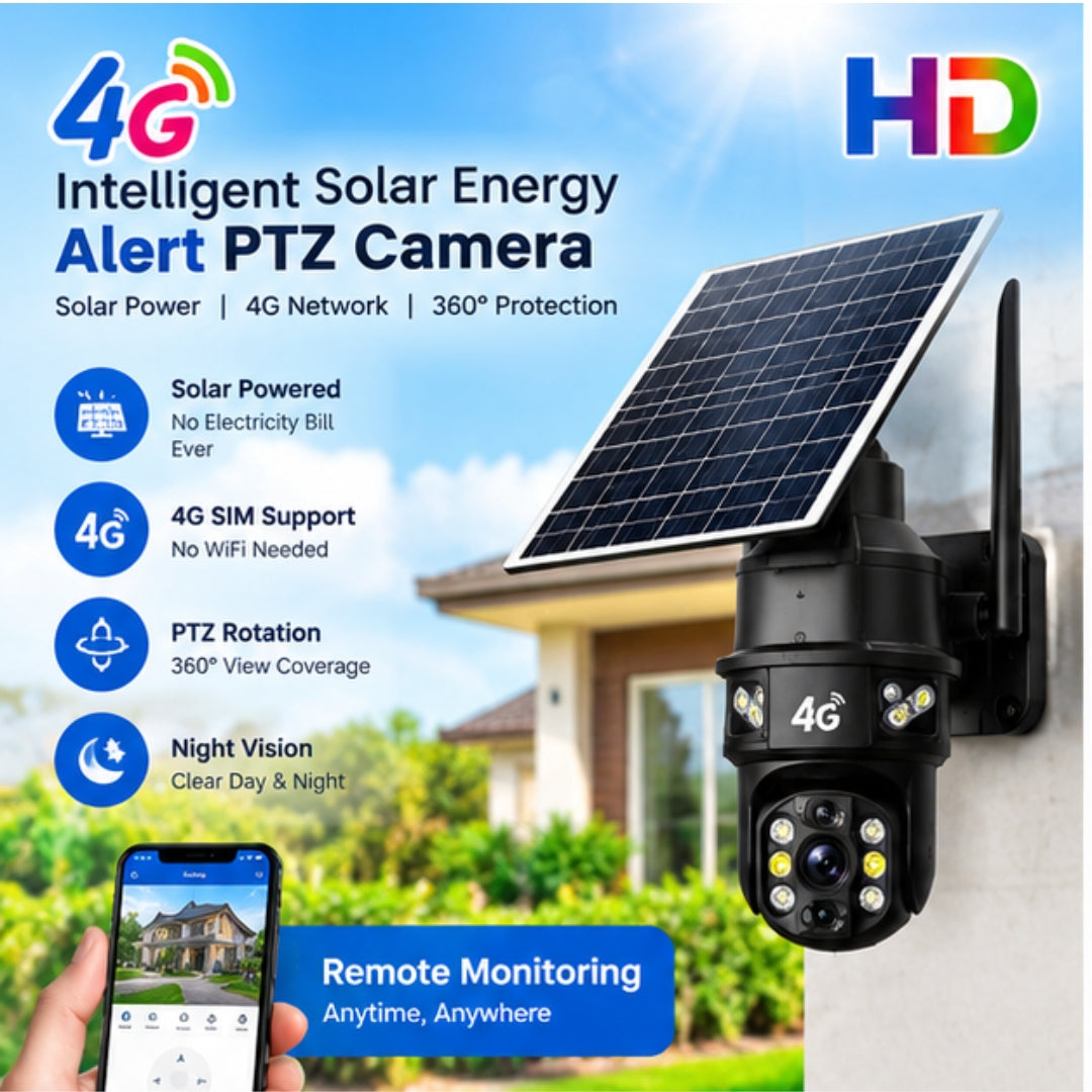 SolarGuard 3K PTZ Security Camera – Wireless WiFi Outdoor CCTV Camera with AI Human Detection, Auto Tracking, Color Night Vision & Solar Panel | OGDEAL