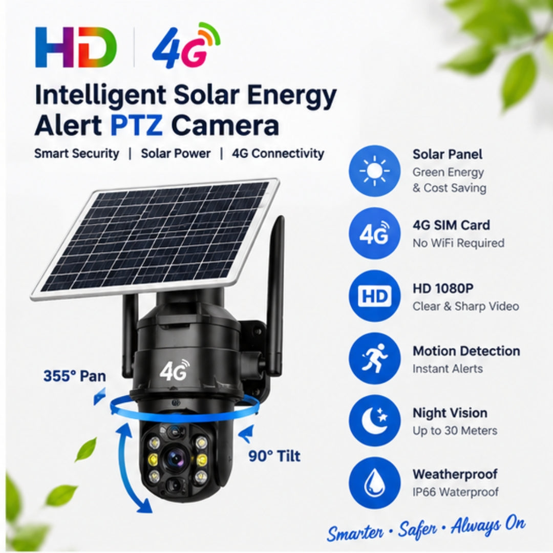 SolarGuard 3K PTZ Security Camera – Wireless WiFi Outdoor CCTV Camera with AI Human Detection, Auto Tracking, Color Night Vision & Solar Panel | OGDEAL