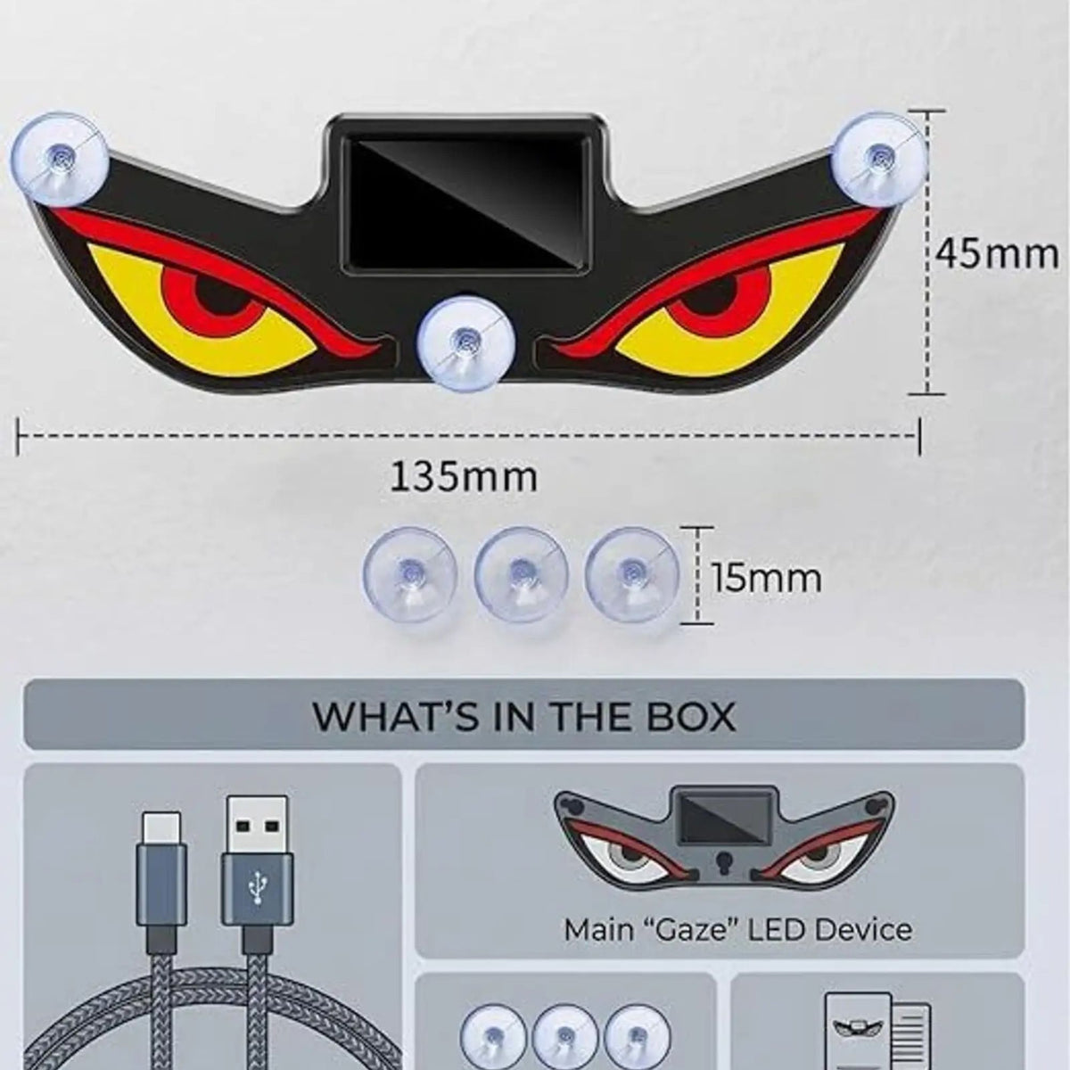 Solar Powered Devil Eye LED Car Window Light – Decorative Glowing Eye Light for Car & Vehicle