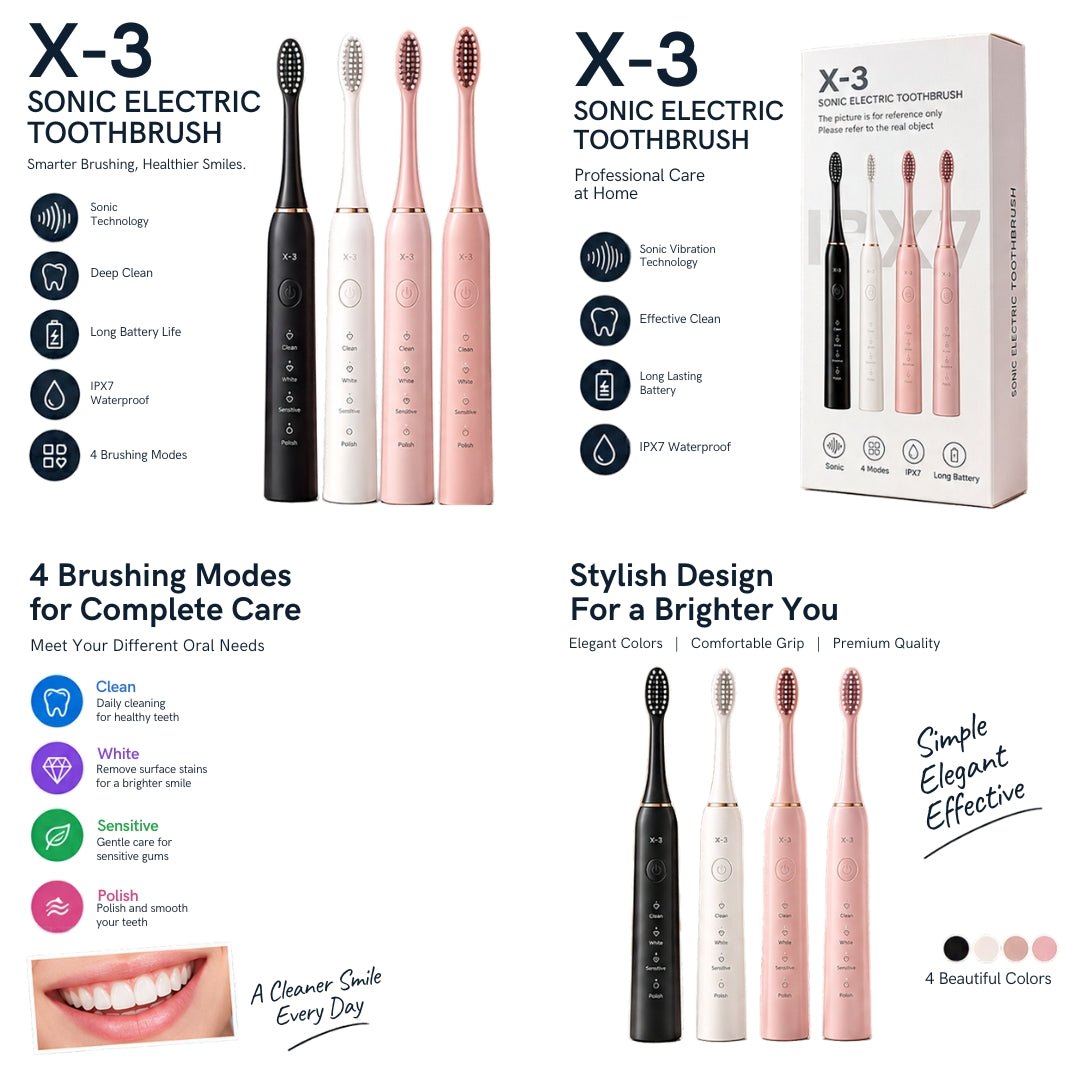 SonicClean Electric Toothbrush – Rechargeable Powered Toothbrush with Soft Bristles for Daily Oral Care | OGDEAL