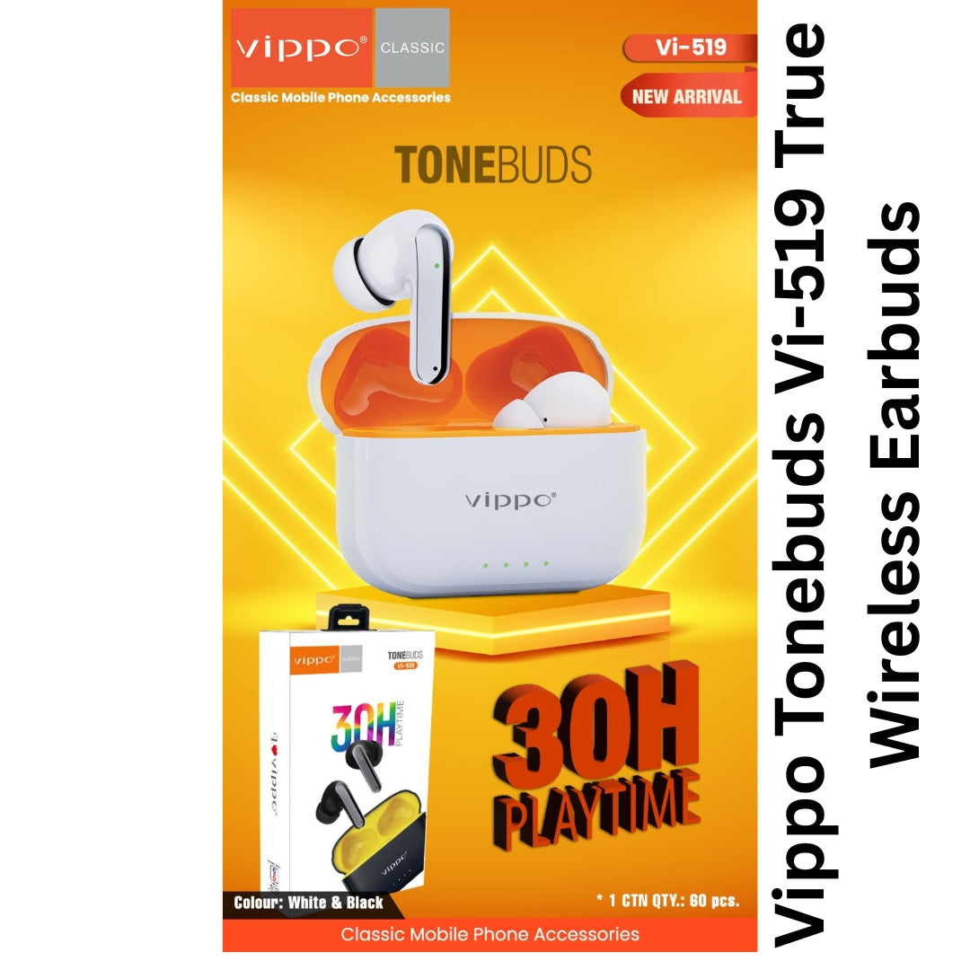 Vippo Tonebuds Vi-519 True Wireless Earbuds | Bluetooth 5.4 | 30H Playtime | OGdeal