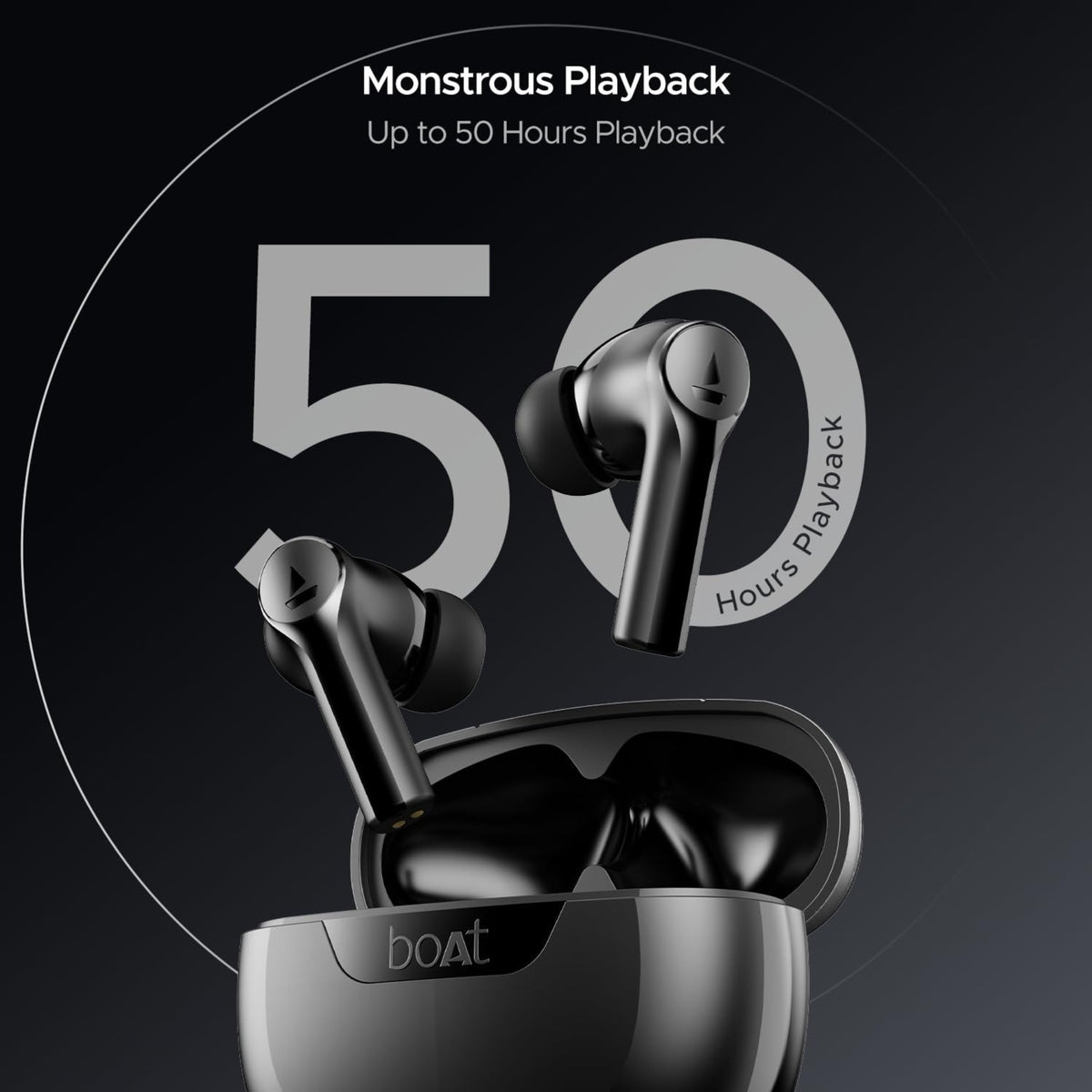 boAt Airdopes 300 TWS Earbuds with Cinematic Spatial Audio, 50Hrs Playtime, AI-ENx Quad Mics, Fast Charge, App Support, Low Latency & Bluetooth v5.3