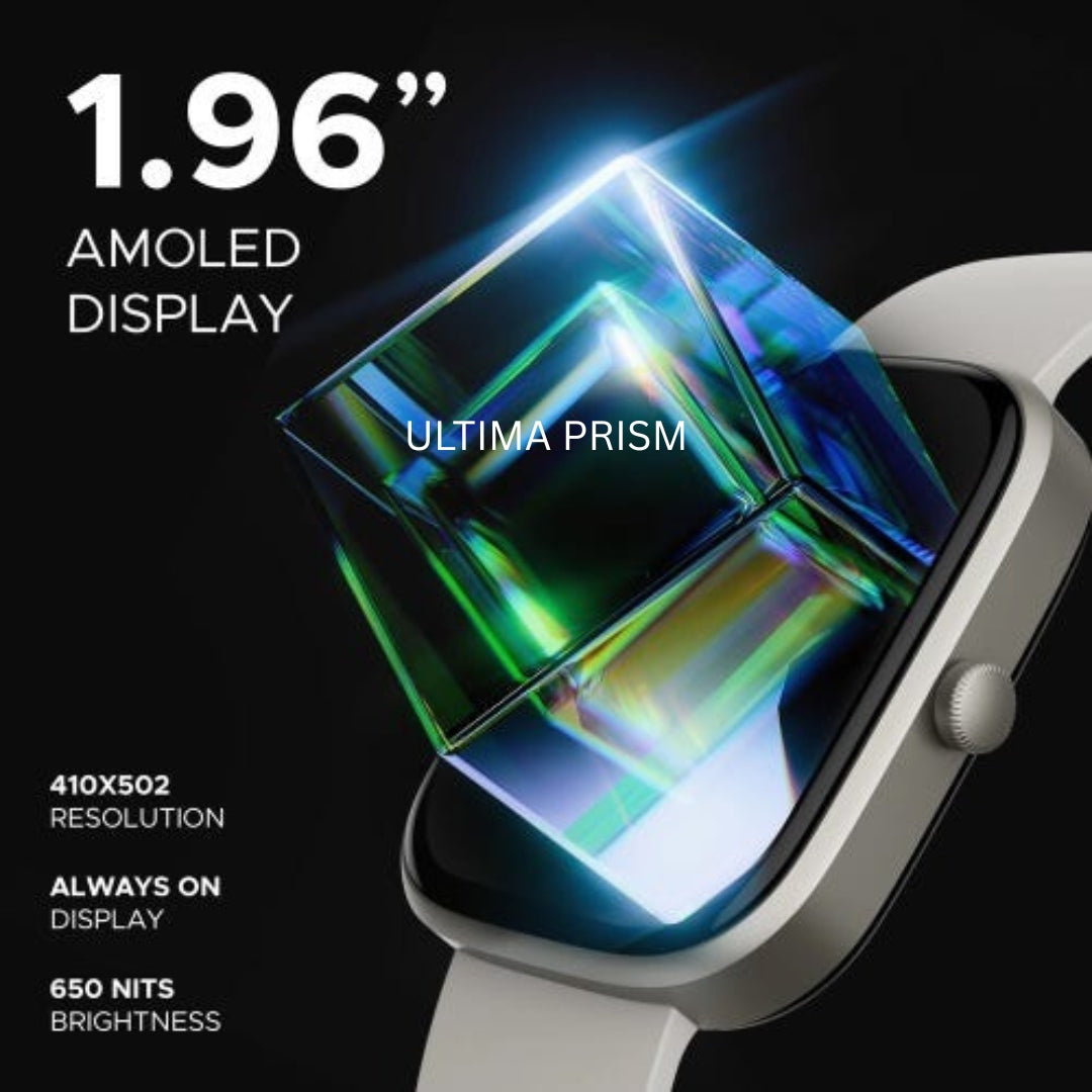 boAt Ultima Prism Smartwatch | 1.96" AMOLED Display, Bluetooth Calling, 700+ Activities, Always-On Display, Female Wellness, HR & SpO₂ Monitor, IP67 Resistant