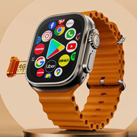 Smartwatch with an orange band on a beige background