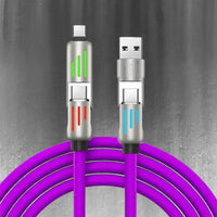 240W 4-in-1 USB-C Fast Charging Cable | Silicone Multi Charging Cable | 1.2m Multi-Device Charger for iPhone, iPad, Samsung, Android & Laptops | Fast Charge & Data Sync