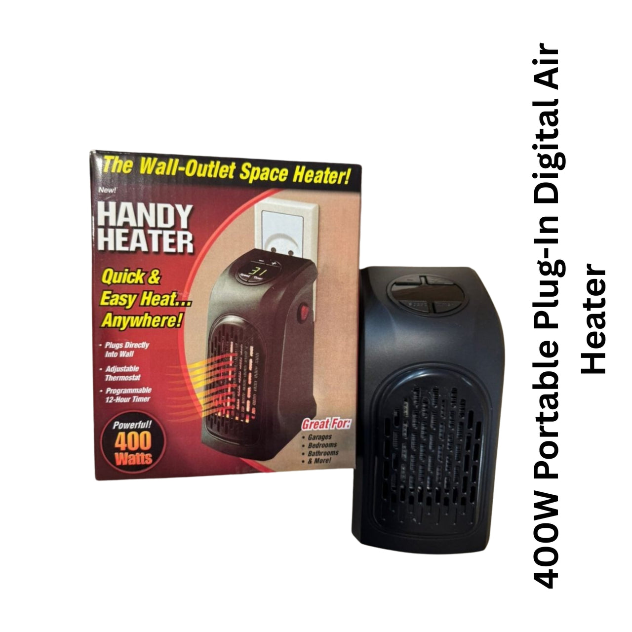 400W Portable Plug-In Digital Air Heater – Compact Electric Warmer with Timer & LED Display