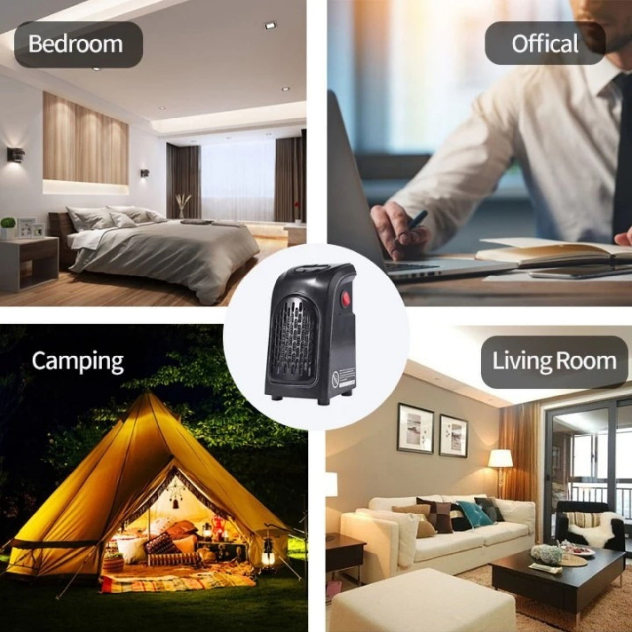 400W Portable Plug-In Digital Air Heater – Compact Electric Warmer with Timer & LED Display