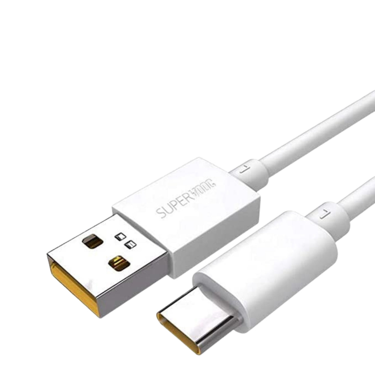 USB cable with one end being a USB connector and the other end being a Type-C connector on a white background.