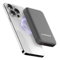 Phone case with built-in power bank and 'ambrane' branding on a white background