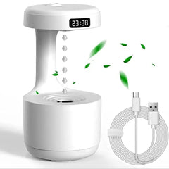 Anti-Gravity Water Drop Humidifier with LED Display & Soothing Sound | 24H Running Time | Portable Room Humidifier & Air Purifier for Home & Office
