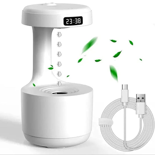 Anti-Gravity Water Drop Humidifier with LED Display & Soothing Sound | 24H Running Time | Portable Room Humidifier & Air Purifier for Home & Office