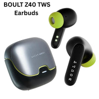 BOULT Z40 TWS earbuds with charging case on a white background