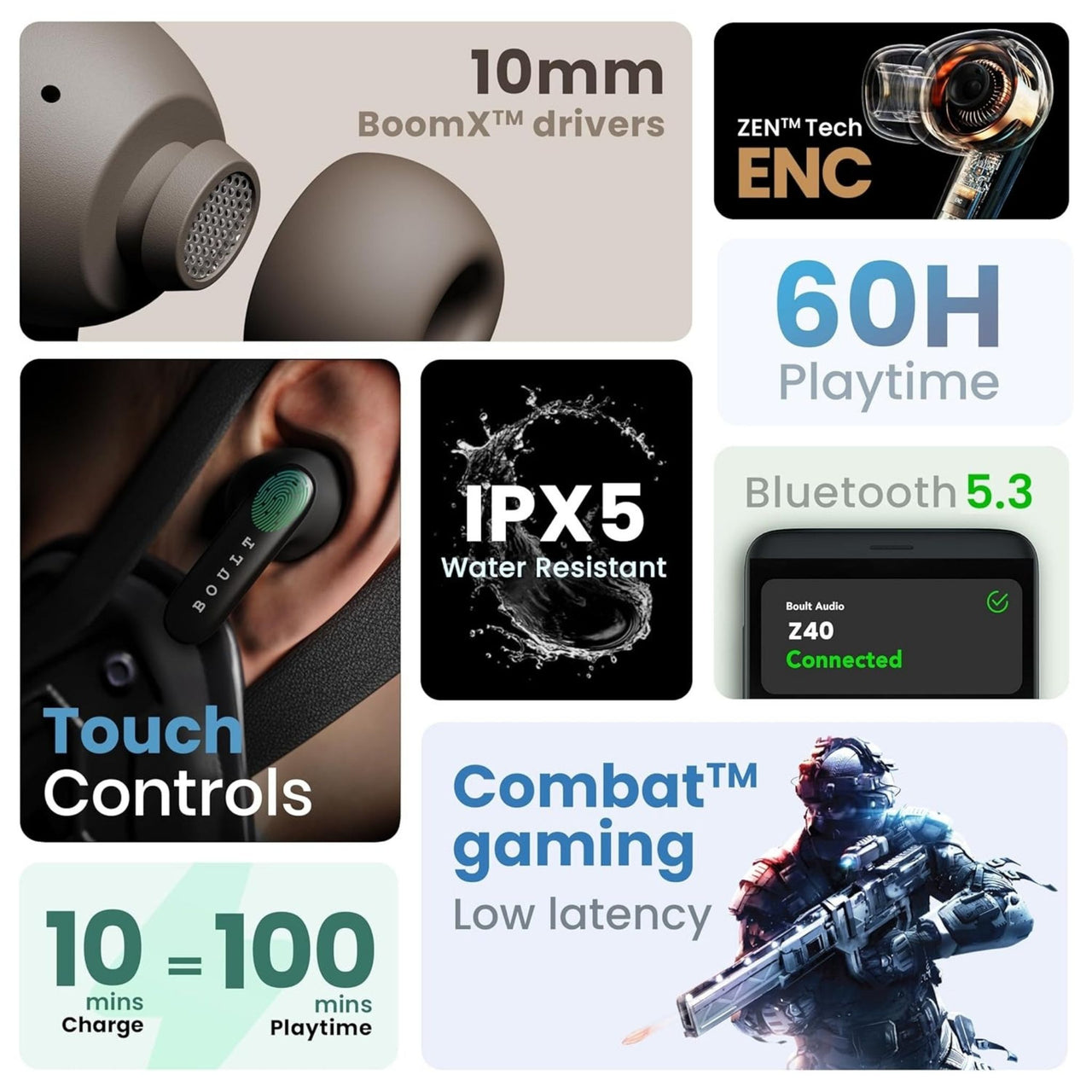 Gaming headset with features highlighted on a white background