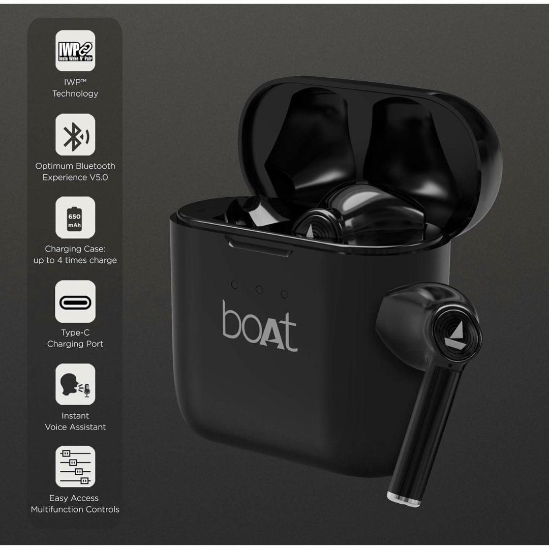 boAt Airdopes 131/8 TWS Earbuds | 60H Playback | ASAP™ Fast Charge | In-Ear Truly Wireless Earphones with Mic | Bluetooth | Active Black
