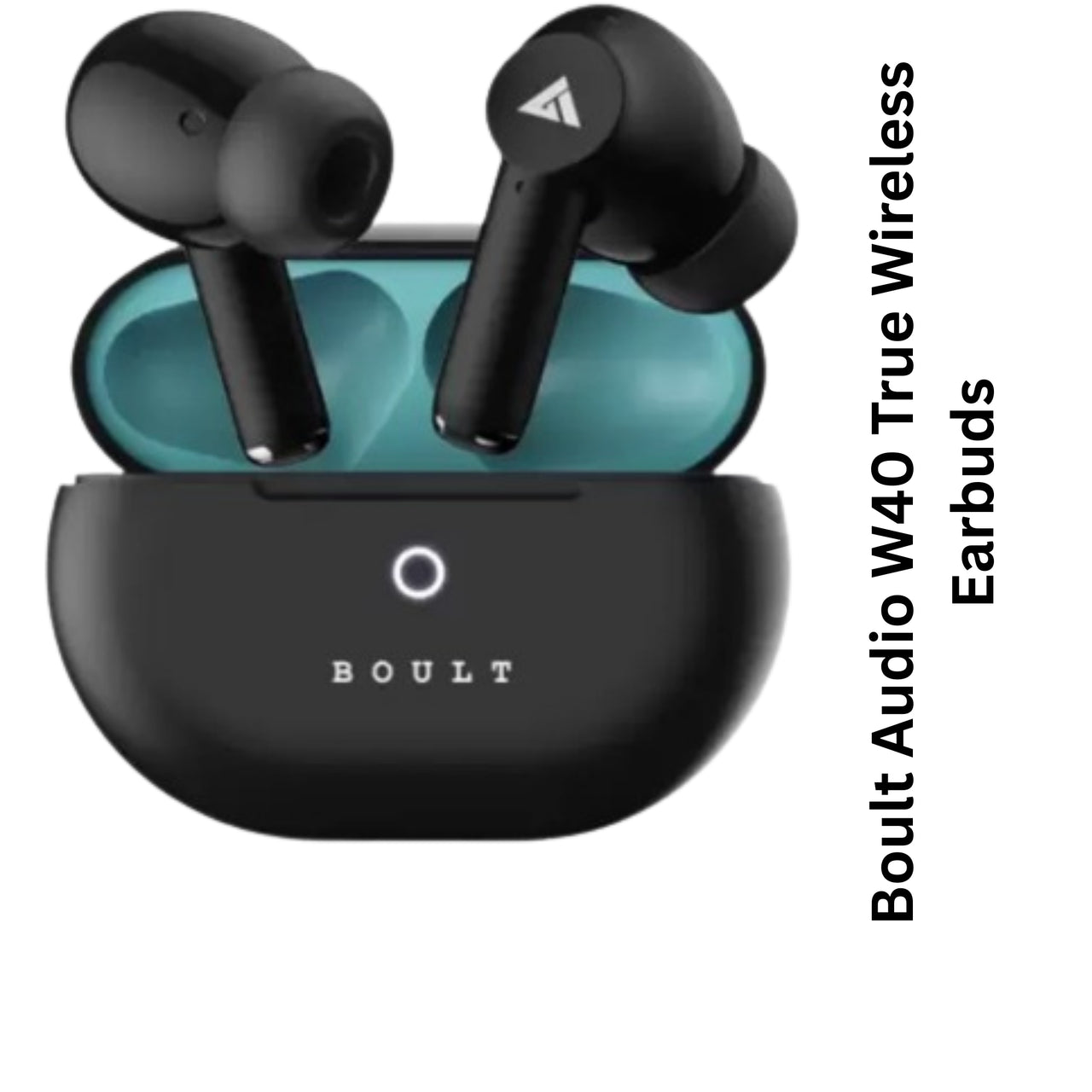 Boult Audio W40 True Wireless Earbuds with charging case on a white background