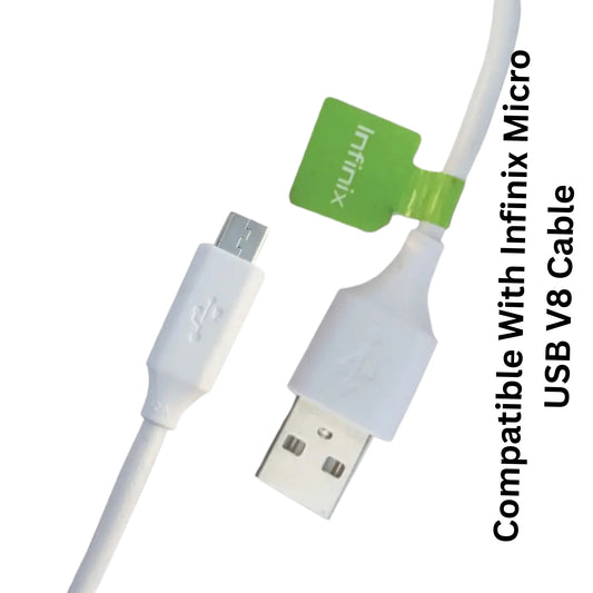 Compatible With Infinix Micro USB Cable 1m V8 Fast Charging & Data Transfer Cable (Pack Of 2)
