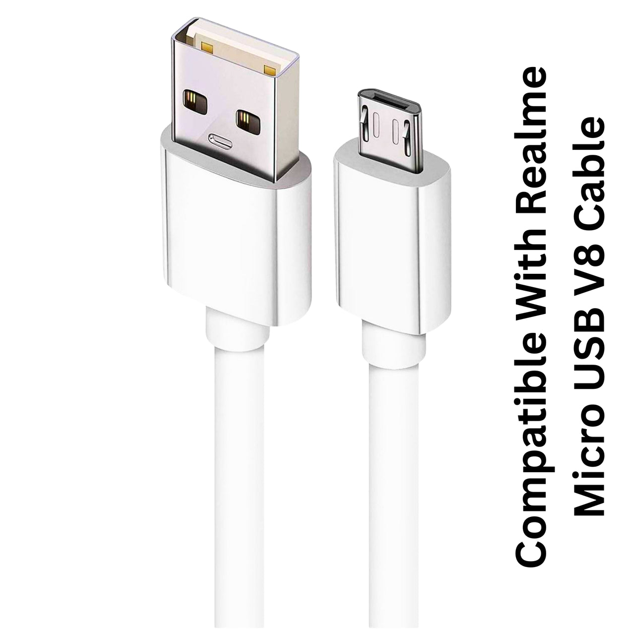 Compatible With Realme Micro USB Cable 1.2m V8 Fast Charging & Data Transfer Cable (Pack Of 2)