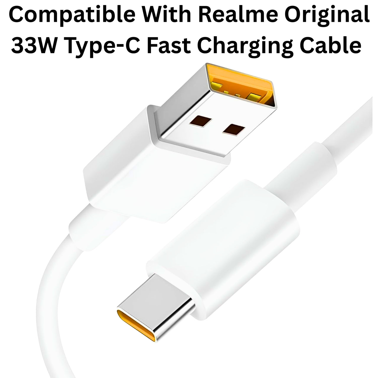 Compatible With Realme Original 33W Type-C Fast Charging Cable | Quick Charge USB-C Data Cable (Pack Of 2)
