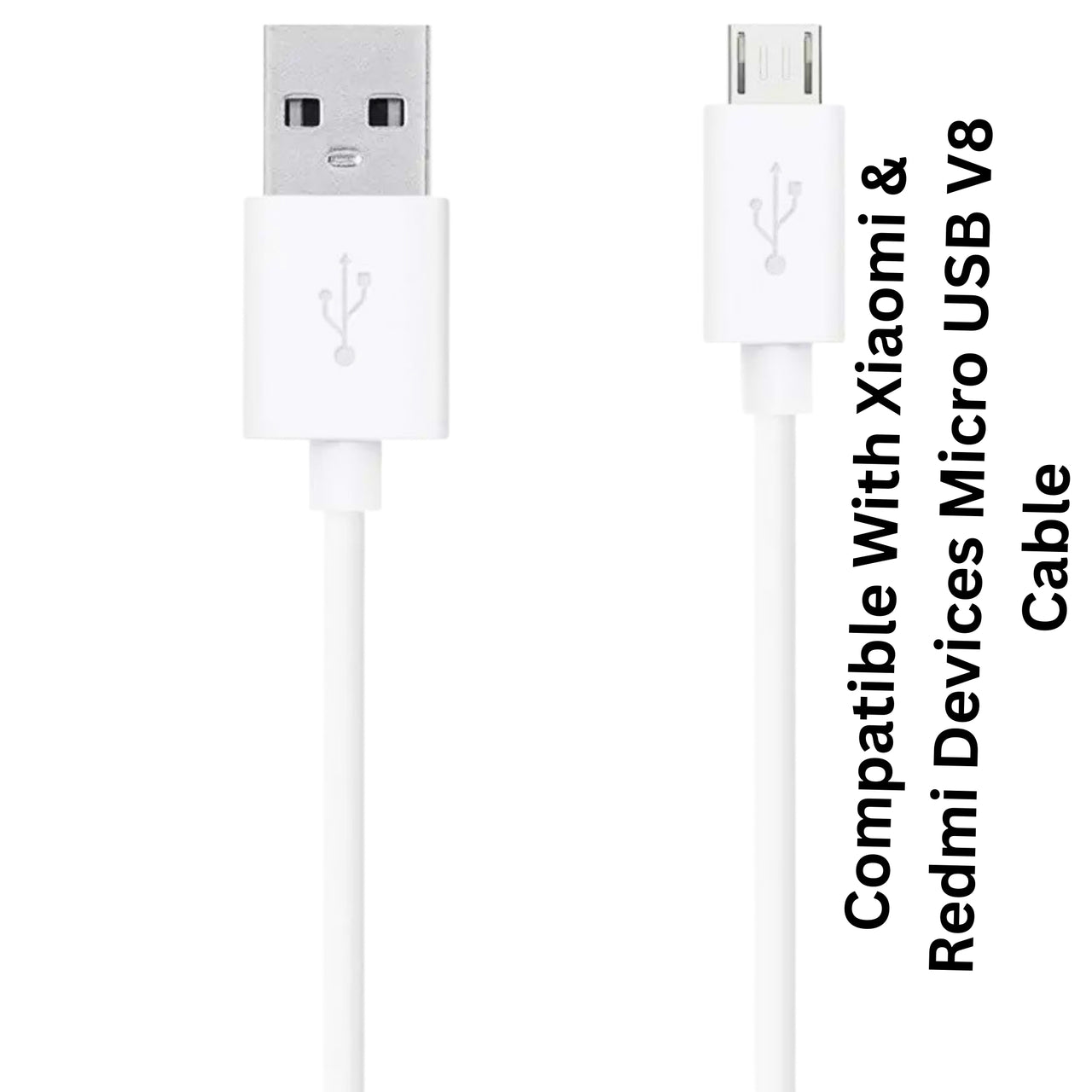 Compatible With Xiaomi & Redmi Devices Micro USB Cable 1m V8 Fast Charging Data Cable (Pack Of 2)