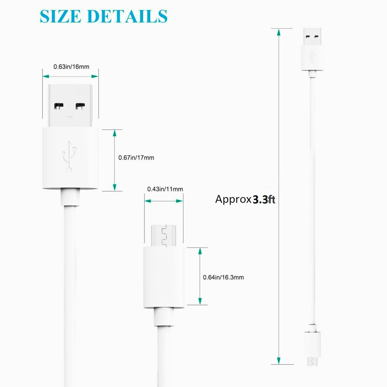 Compatible With OPPO USB-A to Micro USB Charging & Data Cable (15W Max, Compatible with Micro USB Devices) (Pack Of 2)