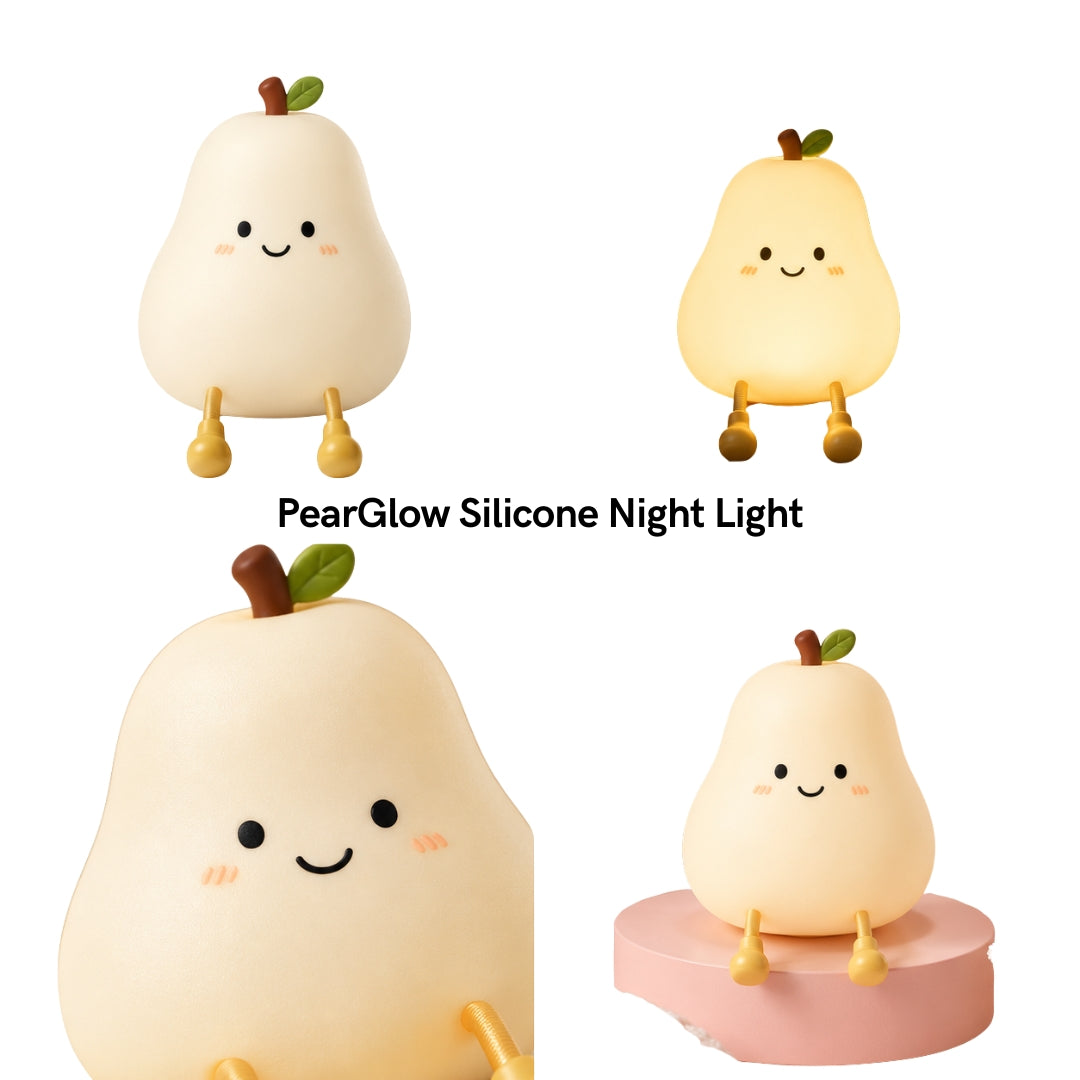 PearGlow Silicone Night Light – Rechargeable Pear-Shaped LED Nursery Lamp for Kids, Bedroom & Bedside Decor | OGDEAL