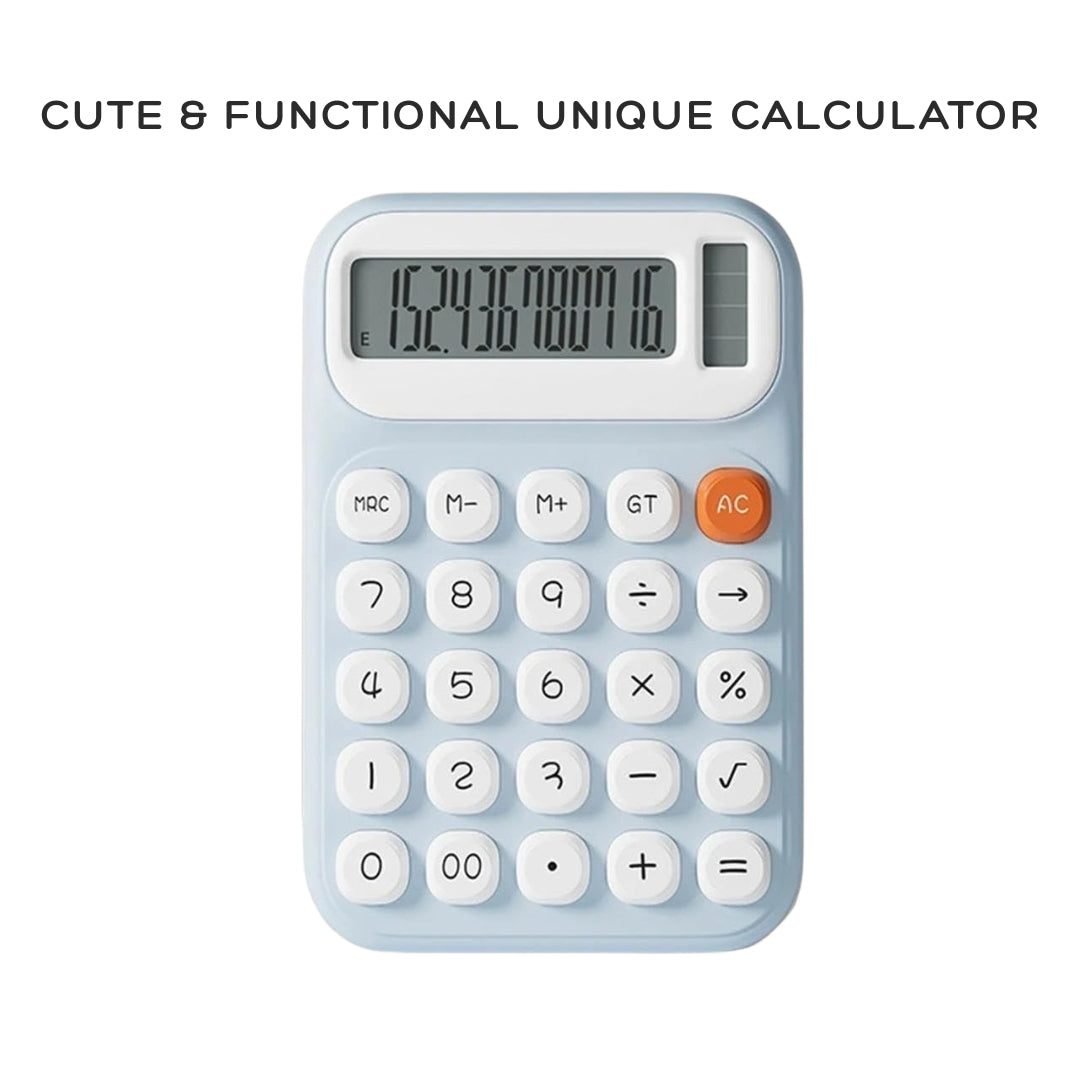 Cute Blue Desktop Calculator – 10-Digit LCD Display, Large Buttons & Comfortable Keys for School, Home, Office and Business | OGDEAL