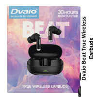 Dvaio Beat True Wireless Earbuds with charging case on a colorful background