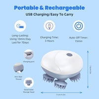 Electric Scalp Massager | Portable Handheld Head Massager with 96 Kneading Nodes | Stress & Pain Relief Head Scratcher for Men & Women
