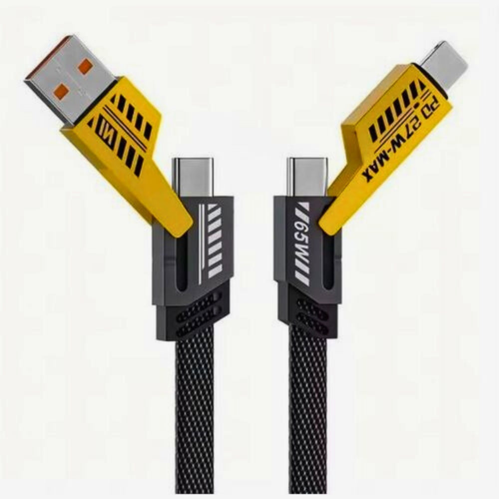Fast Charging 2-in-2 Multi Charging Flat Wire Cable | Type-C Compatible | Durable & Tangle-Free Design