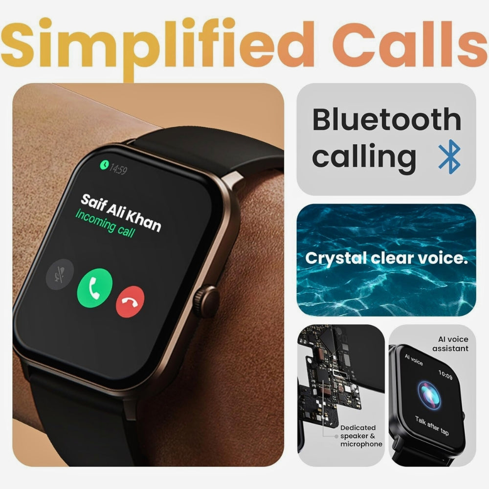 GOBOULT Drift+ Smartwatch with 1.85” HD Display, Bluetooth Calling, 500 Nits Brightness, AI Voice Assistant & 100+ Sports Modes