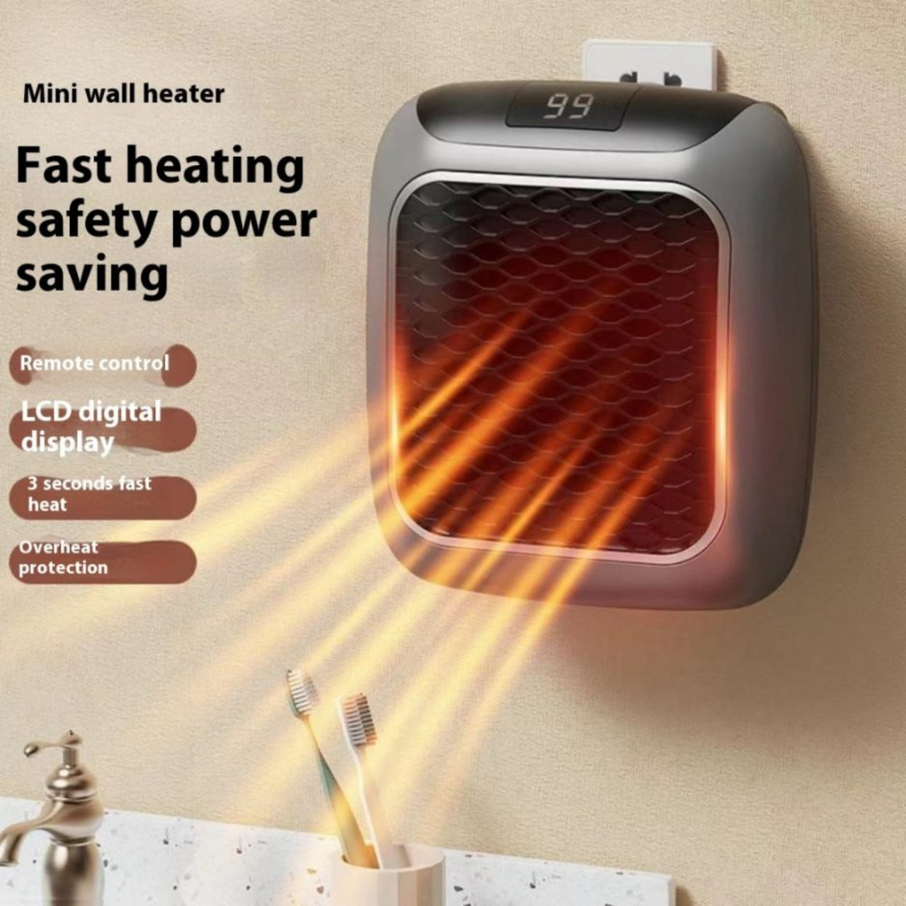 Handy Heater 800W Wall-Mounted Infrared Convector Heater – Energy-Efficient & Silent Room Heating
