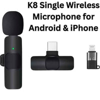 K8 Single Wireless Microphone for Android & iPhone | Lapel Mic for Singing, YouTube, Vlogging & Recording