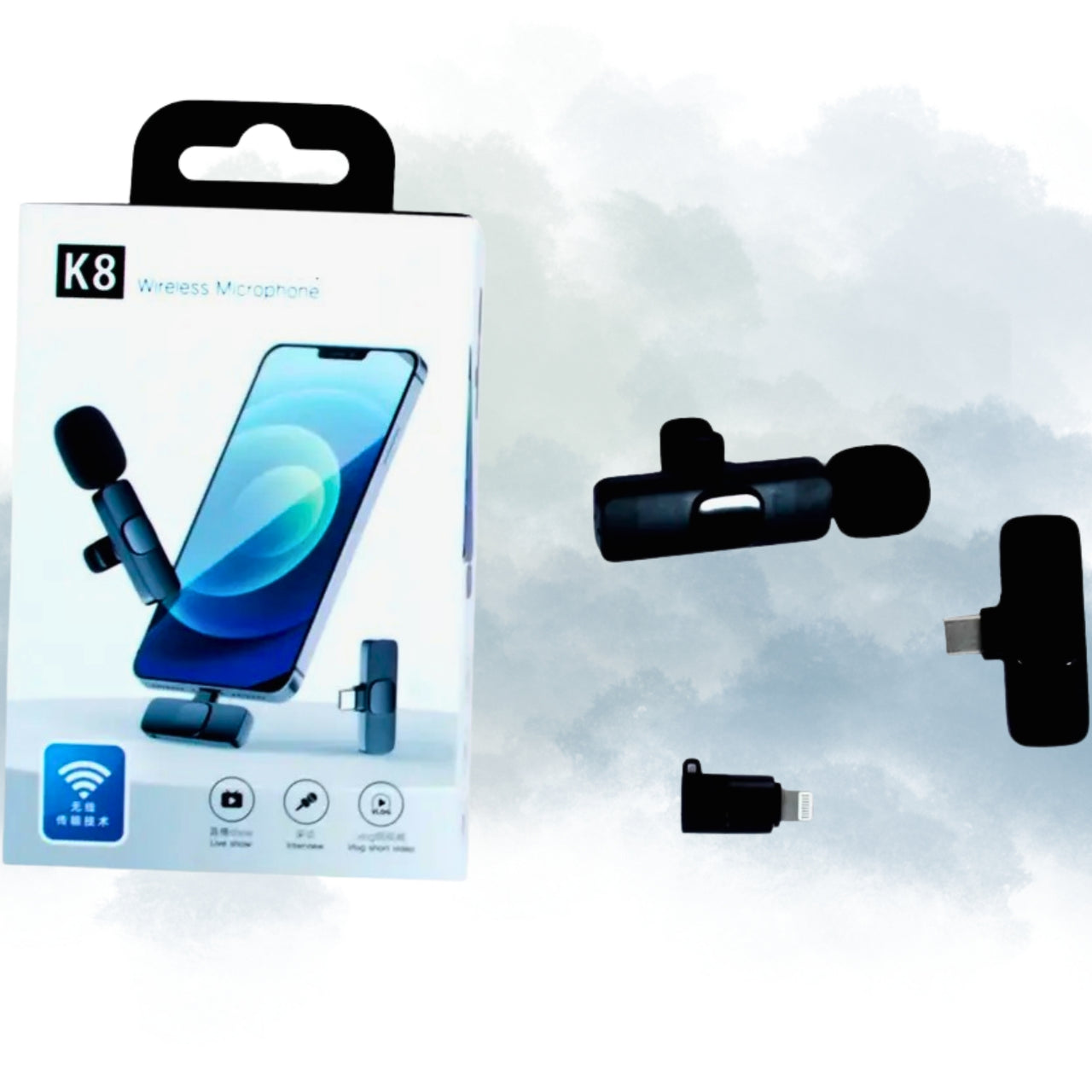 K8 Single Wireless Microphone for Android & iPhone | Lapel Mic for Singing, YouTube, Vlogging & Recording