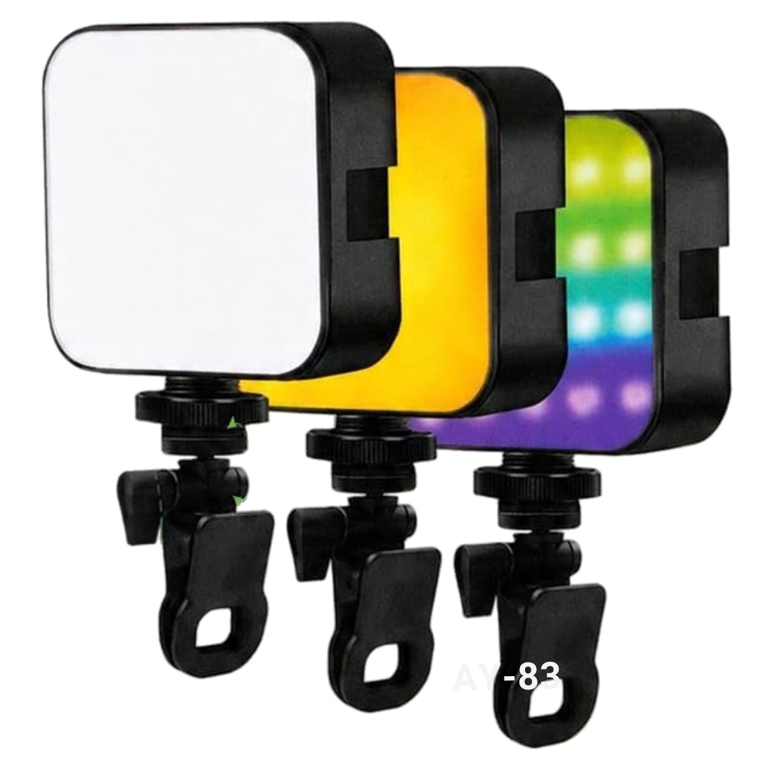 AY-83 LED Pocket Video Light with RGB Colours, 150° Rotation – Portable Camera & Mobile Photography Light | OGDEAL