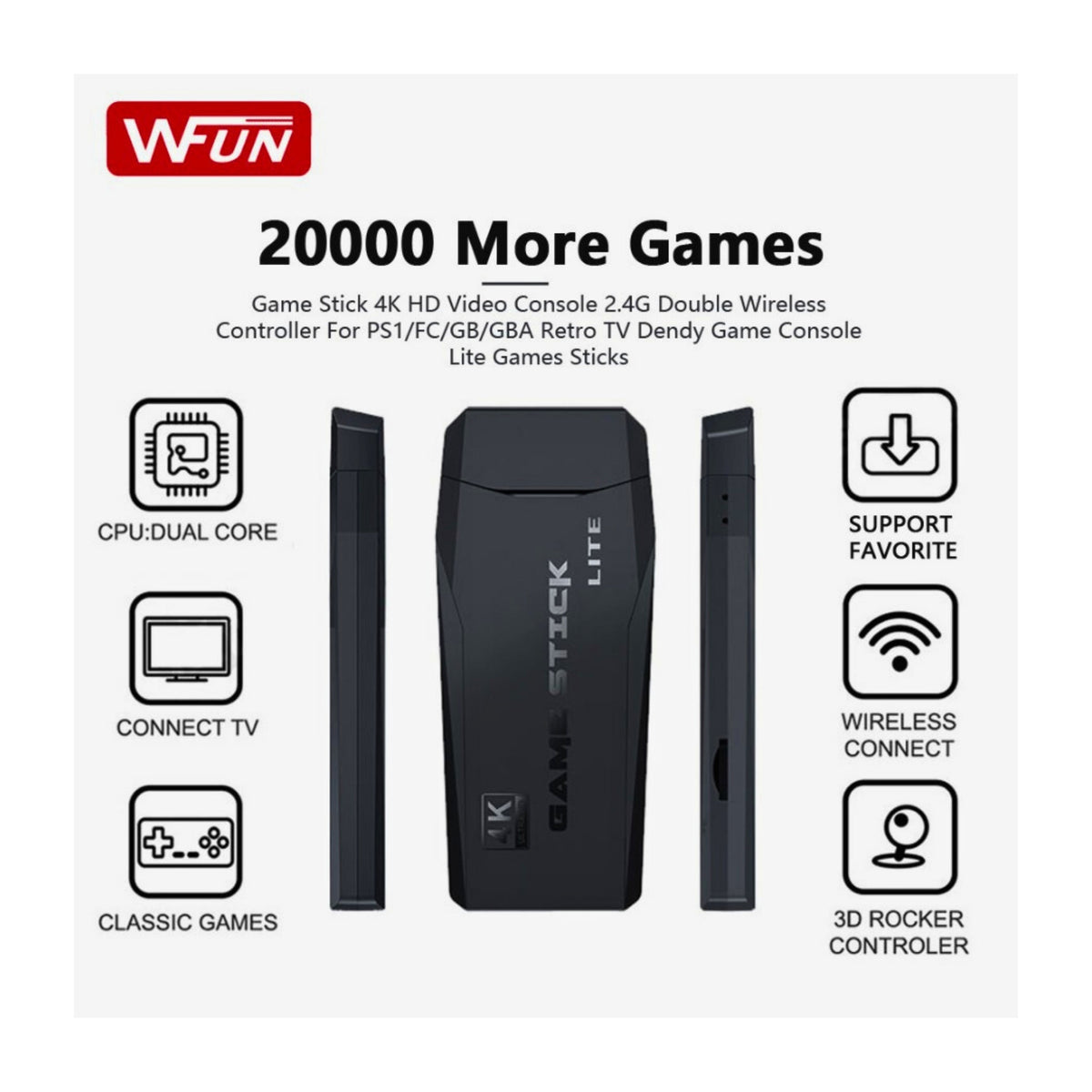 M8 Retro Game Console – 20,000+ Preloaded Classic Games, HDMI Output, Plug & Play with 2 Wireless Controllers