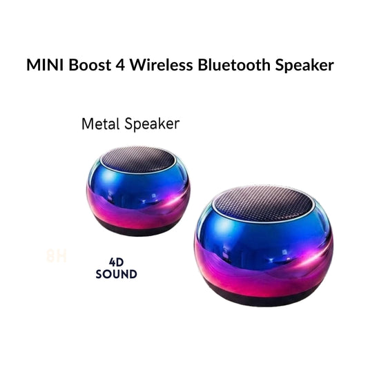 MINI Boost 4 Wireless Bluetooth Speaker – Premium Metal Body, 4D Power Bass, Type-C Charging & Hands-Free Calling