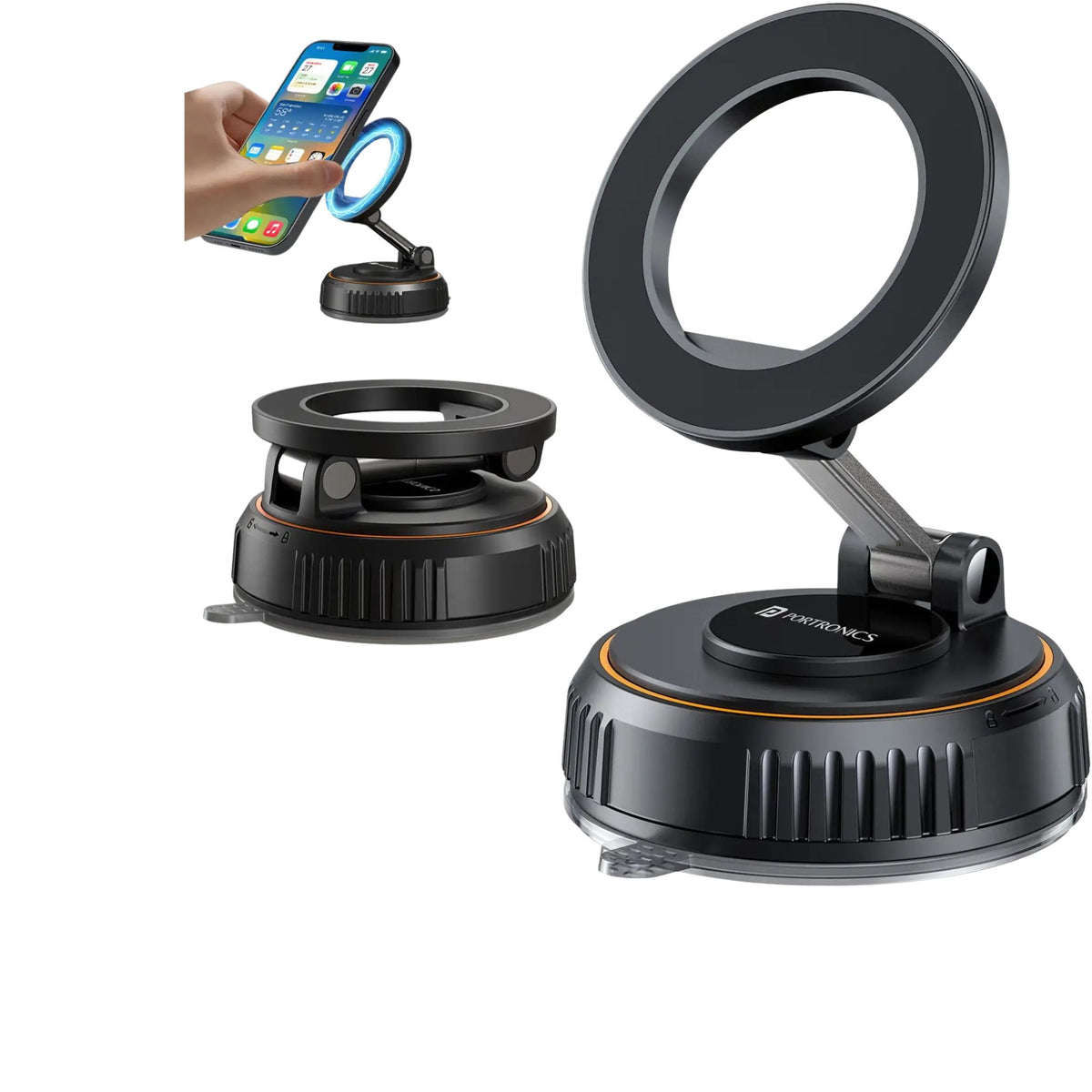 Magnetic Vacuum Suction Mobile Holder – Strong Grip Car & Desk Phone Stand | Adjustable Smartphone Holder