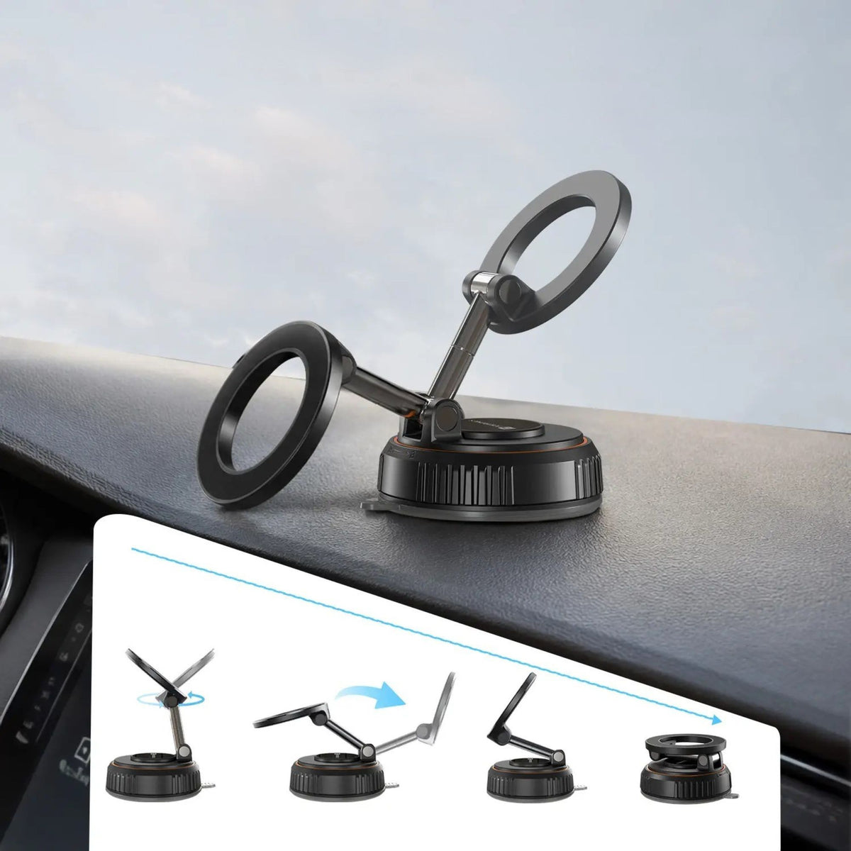 Magnetic Vacuum Suction Mobile Holder – Strong Grip Car & Desk Phone Stand | Adjustable Smartphone Holder