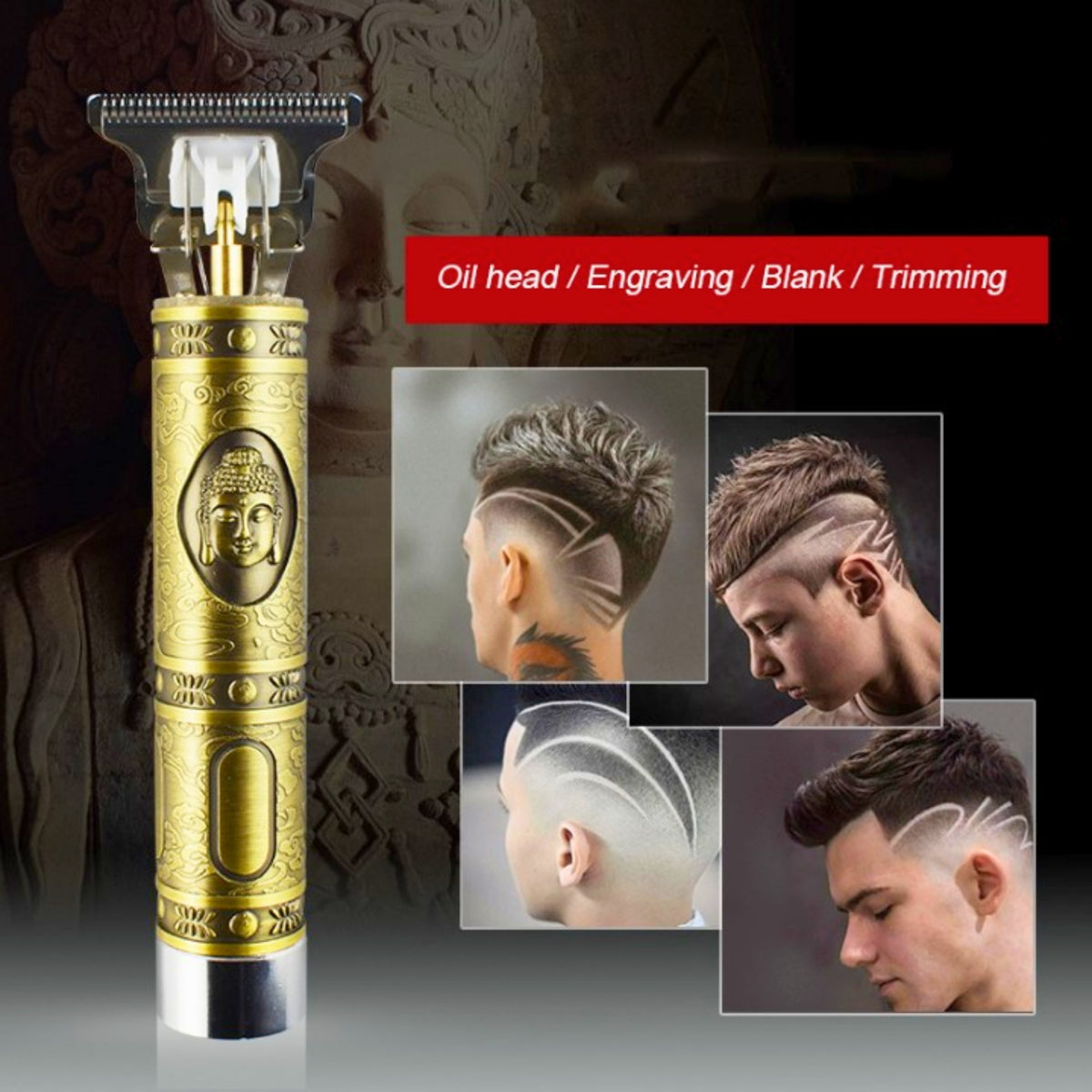Maxtop MP-98 Hair Trimmer – Metal Body, 120 Min Runtime, 4 Length Settings, Stylish Grooming Tool (Gold)